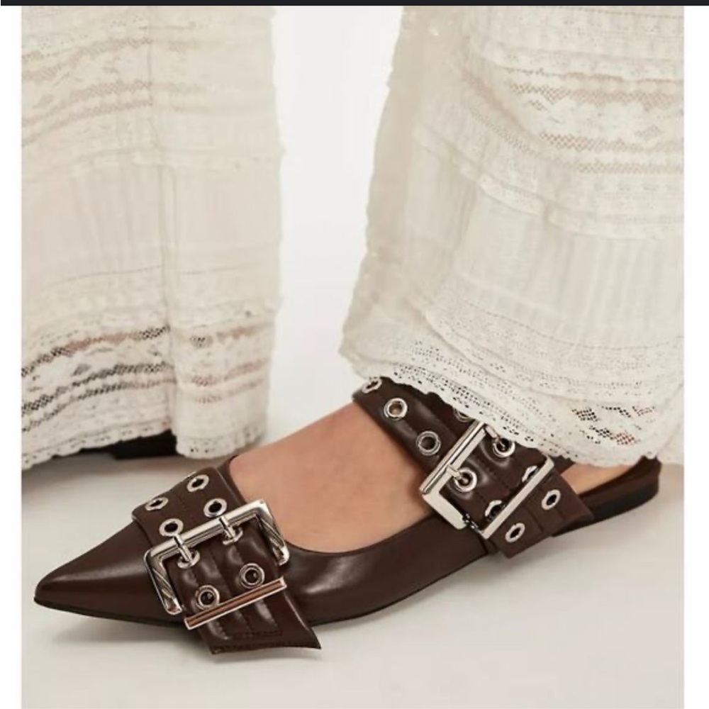 Jeffrey Campbell free people collab Lilly buckle sling back flats